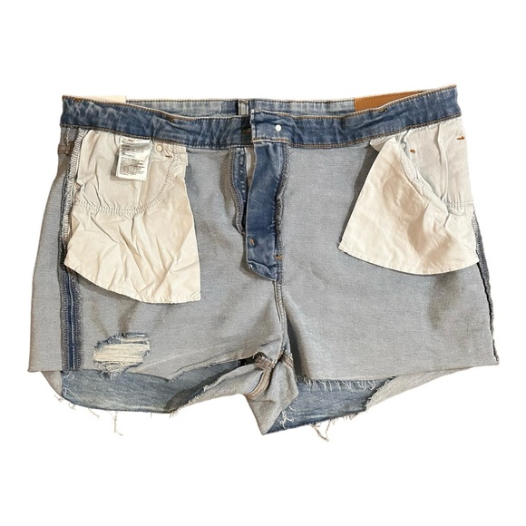 H&M Distressed Mom Fit Stretch Jean Shorts Cuffed High Rise Light Wash Size 18 - Picture 6 of 12